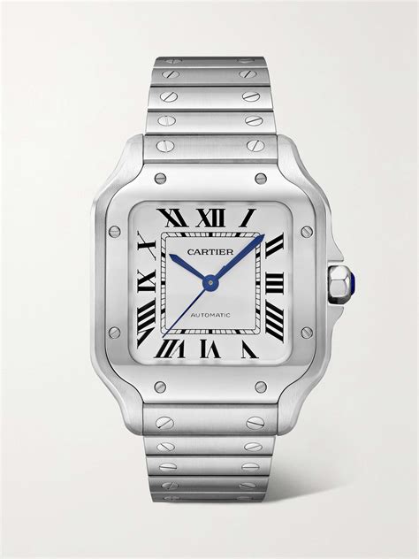 cartier santos white dial medium|santos cartier alligator watch.